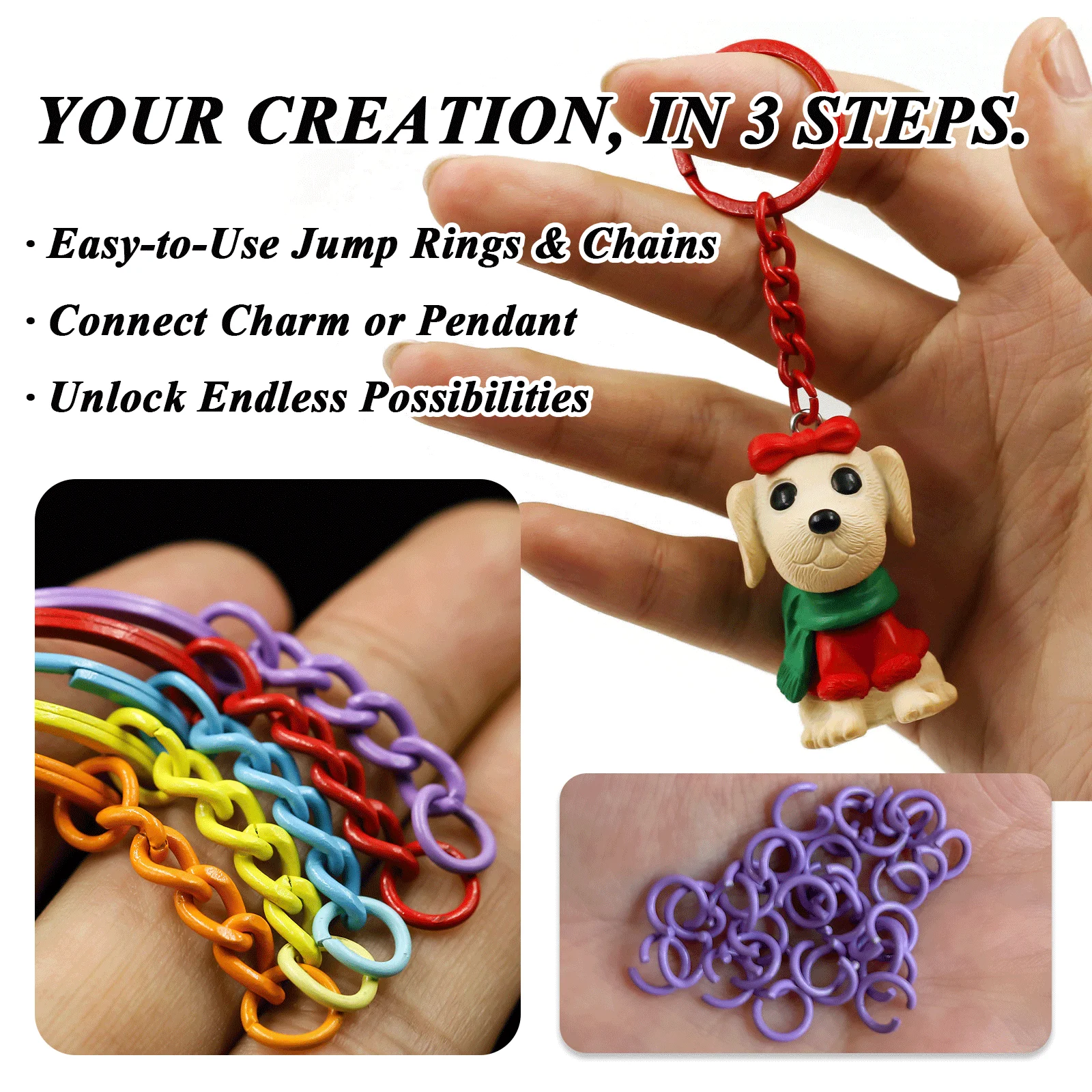 UniCrena Anillo Partido con Cadena y Anillos de Salto, Conector de Llavero Colorido de Pintura Horneada para Manualidades DIY, Fabricación de Joyas, Placas para Perro al por Mayor