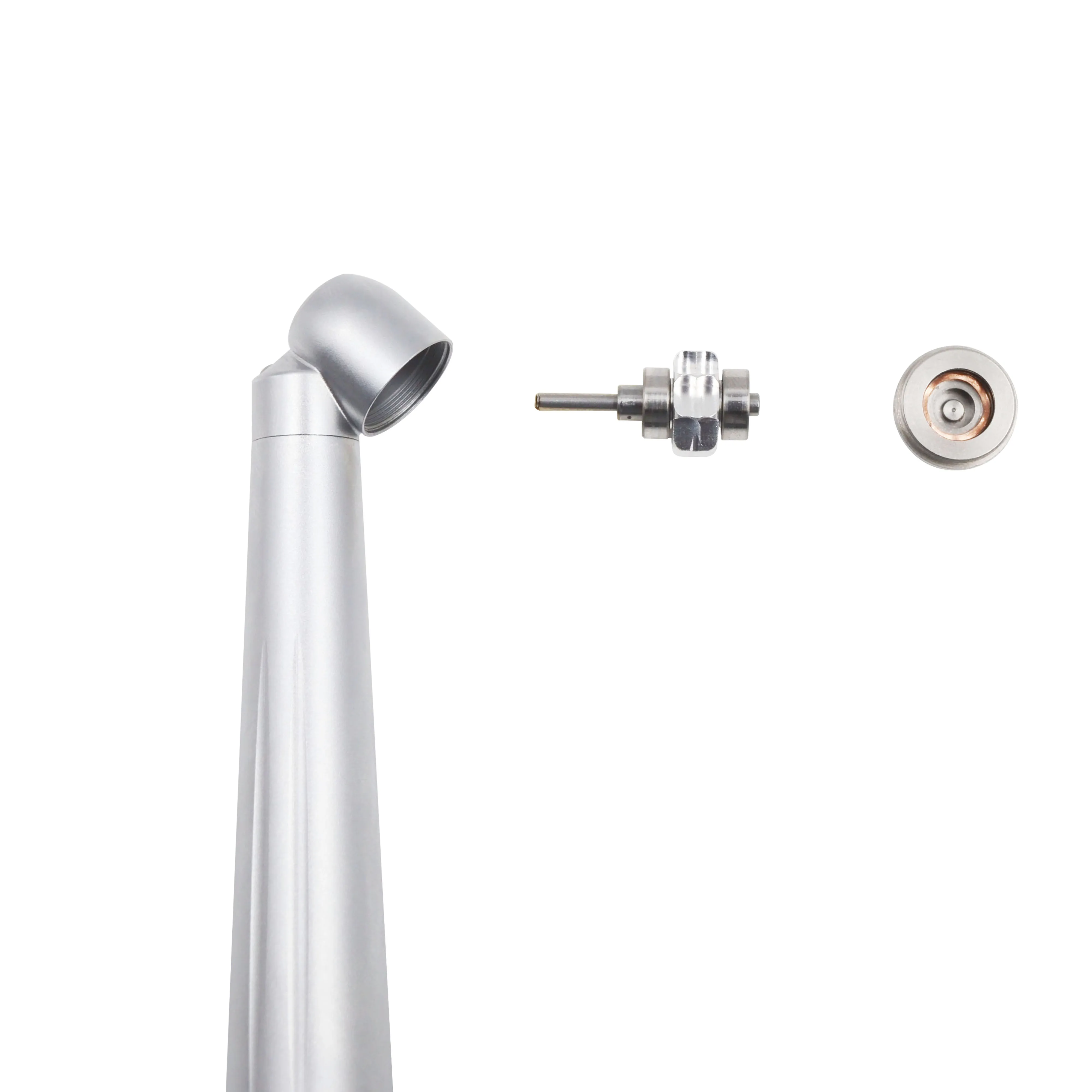 Pieza de mano dental de alta velocidad con LED, 45 grados, generador eléctrico integrado, botón pulsador, cabezal pequeño, pulverización de agua individual, 2/4 orificios