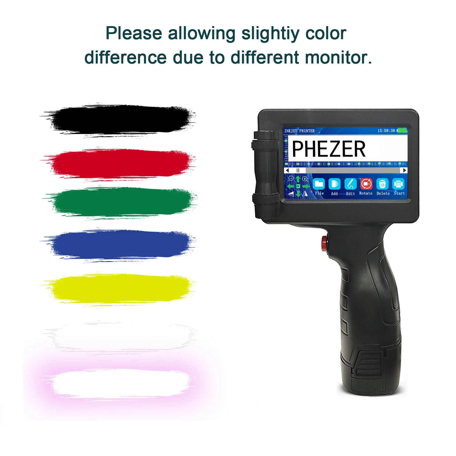 Impresora de Inyección de Tinta Portátil Phezer 12.7mm P17, Impresora de Etiquetas, Fecha de Caducidad, Código de Lote, Logotipo, Código QR, 28 Idiomas