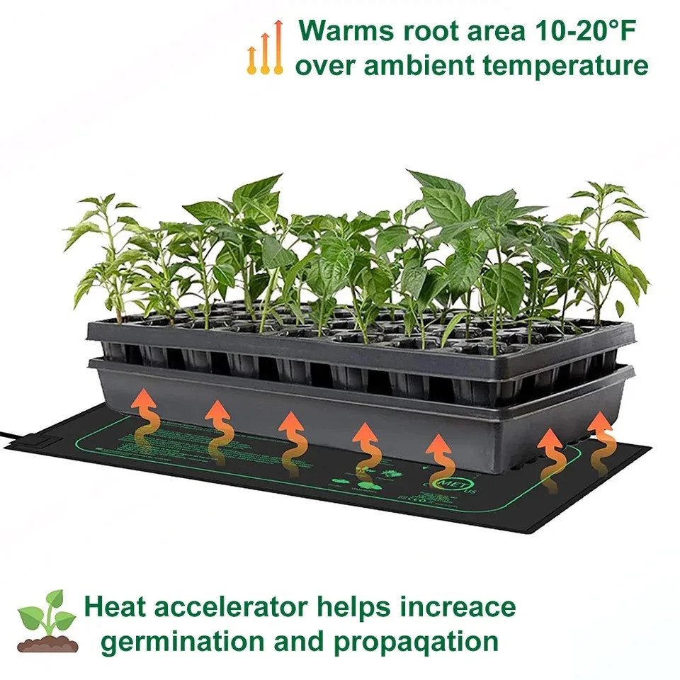 Estera térmica para plántulas de 10/25/50CM, almohadilla térmica impermeable para germinación de plantas de interior, estera de inicio clonada de propagación, enchufe para UE/EE. UU./Reino Unido