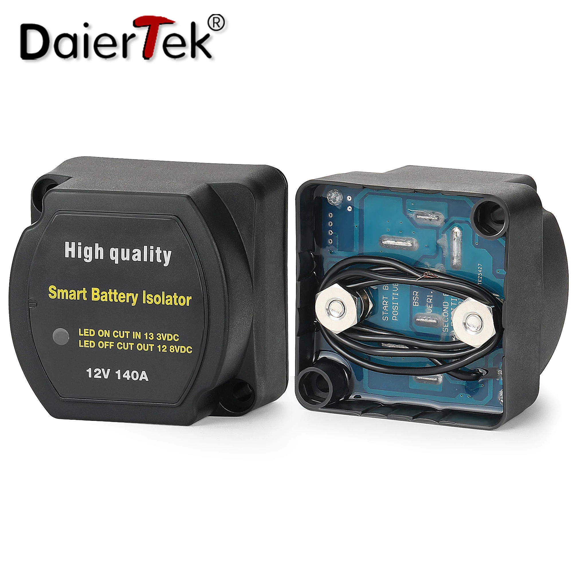DaierTek-aislador inteligente de batería Dual, 12V, 140A, relé de carga dividida sensible al voltaje, VSR, accesorios para coche, relé VSR ​ para camper