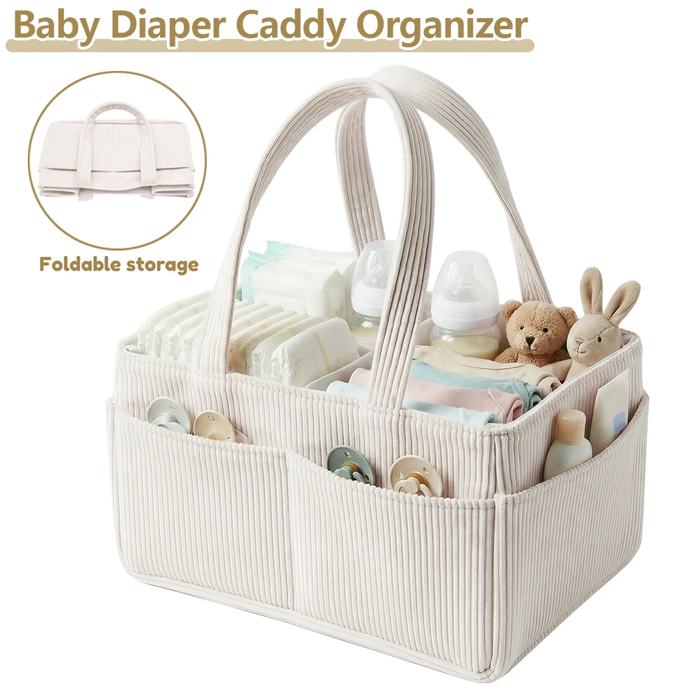 Bolsa de Pañales de Gran Capacidad, Plegable y Portátil, de Pana, con Diseño Dividido, Organizador de Pañales