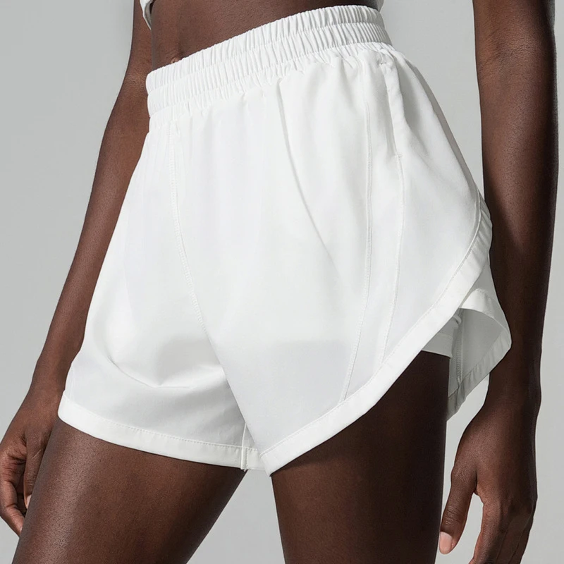 Pantalones cortos de correr para mujer, 2 en 1, tela tejida, bolsillo, gimnasio, Yoga, holgados, transpirables, secado rápido, ropa deportiva de entrenamiento