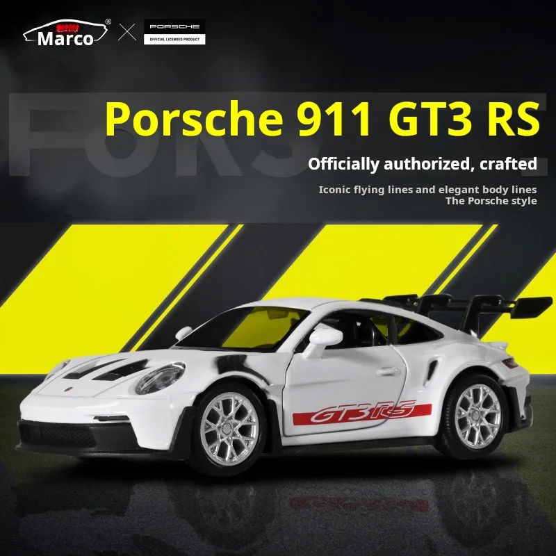 Coche Deportivo de Carreras Porsche 911 GT3 RS a Escala 1:36, Modelo en Miniatura de Aleación Fundida a Presión, Juguete de Colección Rápido y Furioso, Regalo de Cumpleaños para Niños