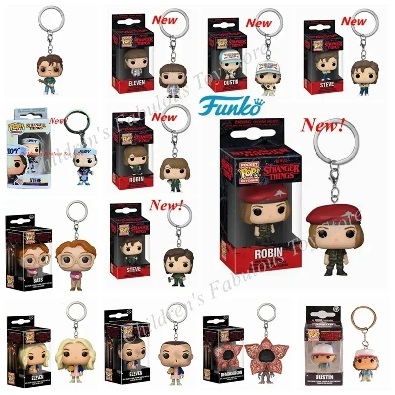 13 estilos FUNKO Pocket Stranger llavero Eleven Dustin Barb Steve Demogorgon figuras de acción juguetes cosas con caja