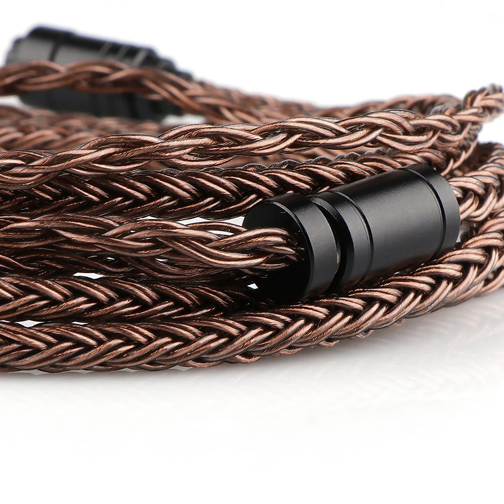 Tripowin-Cable IEM HiFi sin oxígeno, 32AWG OFC ámbar, intercambiable con enchufe de 2,5mm, 3,5mm y 4,4mm, manga de PVC para audiófilos