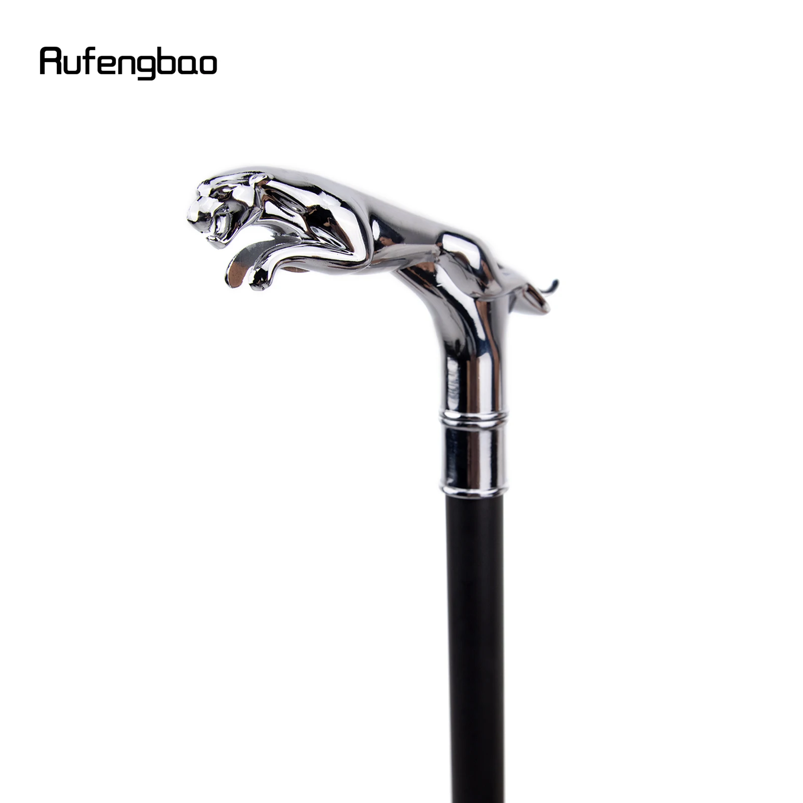 Bastón plateado de lujo con estampado de leopardo y cola, bastón decorativo para fiesta, bastón elegante con perilla para caminar, 93cm