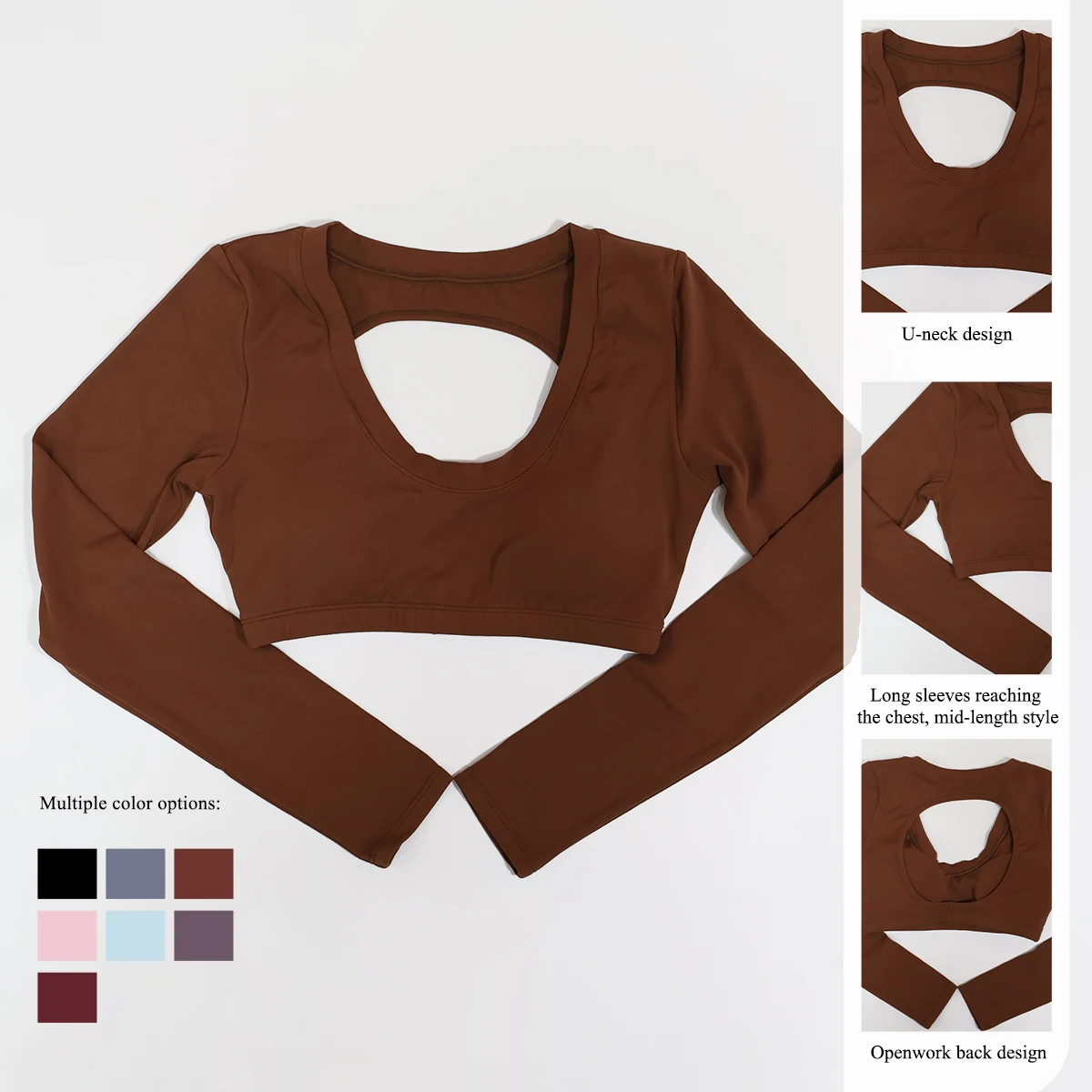 Nueva Camiseta de Yoga de Manga Larga sin Espalda para Mujer, Ropa Deportiva Transpirable y Suave para Entrenamiento en el Gimnasio, Ropa de Fitness Cómoda para Mujer