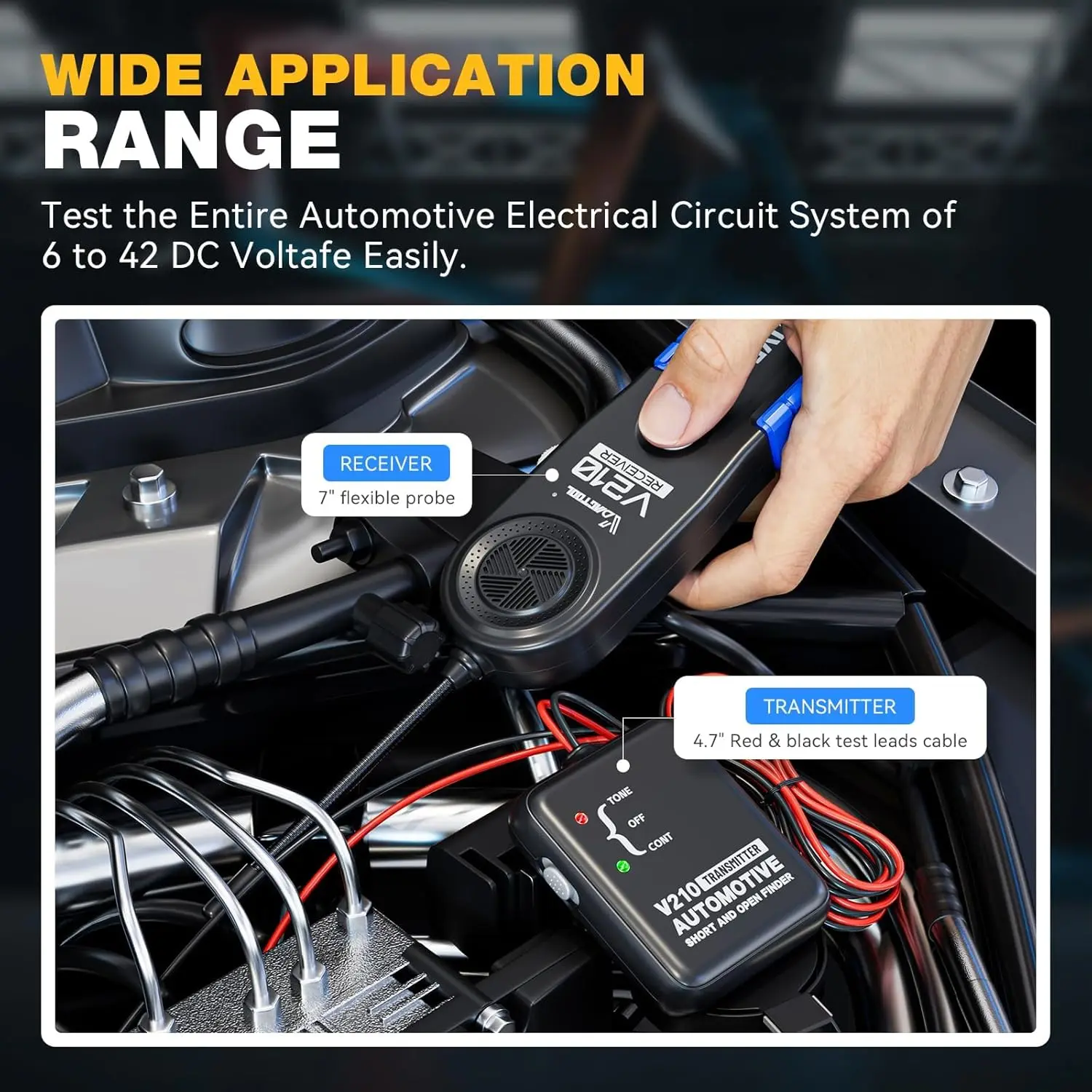 VDIAGTOOL V210 - Buscador de Disyuntores Automotrices, Probador Eléctrico, Rastreador de Cables, Detector de Circuitos Abiertos y Cortos, DC 6-42V