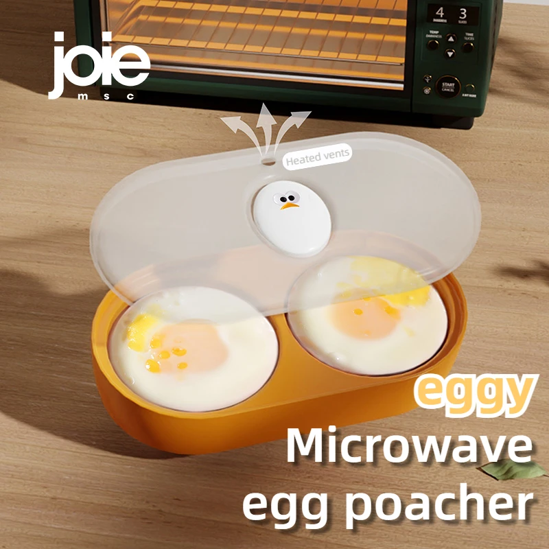 Cocedor de Huevos Doble para Microondas Joie, Caja para Huevos Fritos, Caja para Huevos al Vapor para Desayuno, Utensilios de Cocina para Huevos