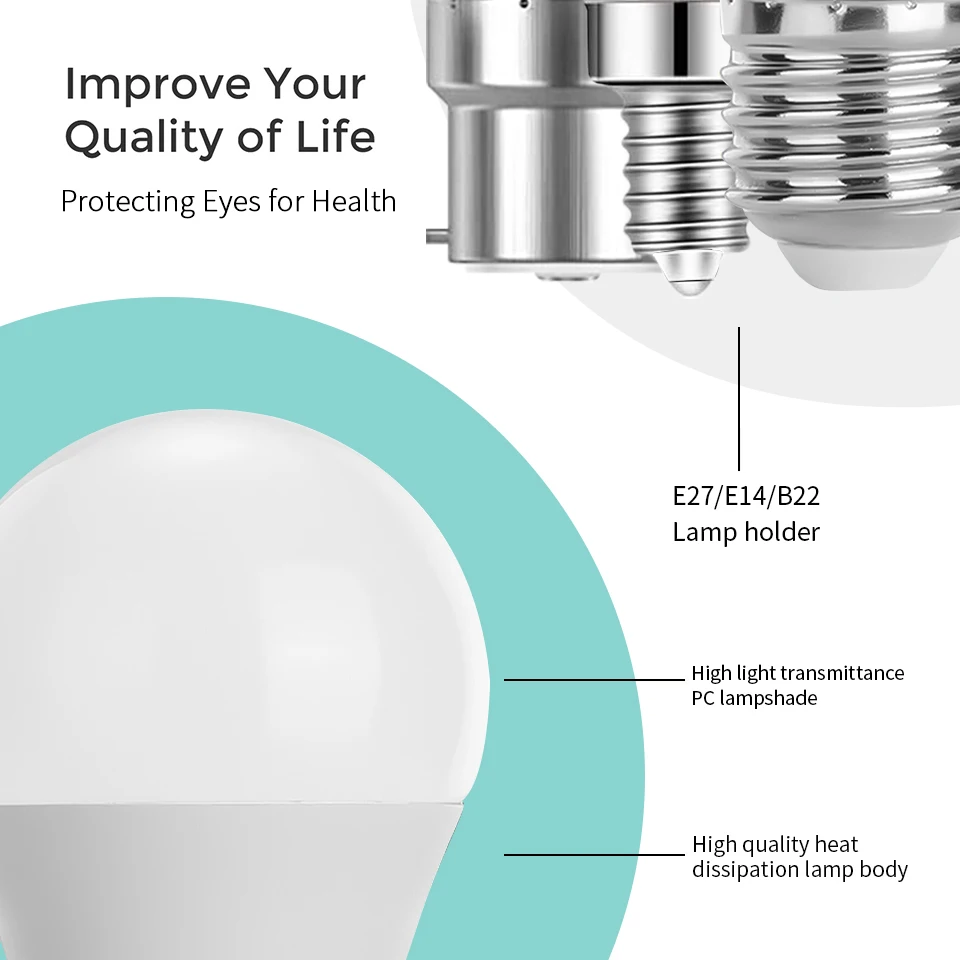 6 unids/lote E27 E14 B22 LED 220V 3W 6W 9W 12W 15W 18W 20W bombilla Led luces Led blancas frías para uso en sala de estar