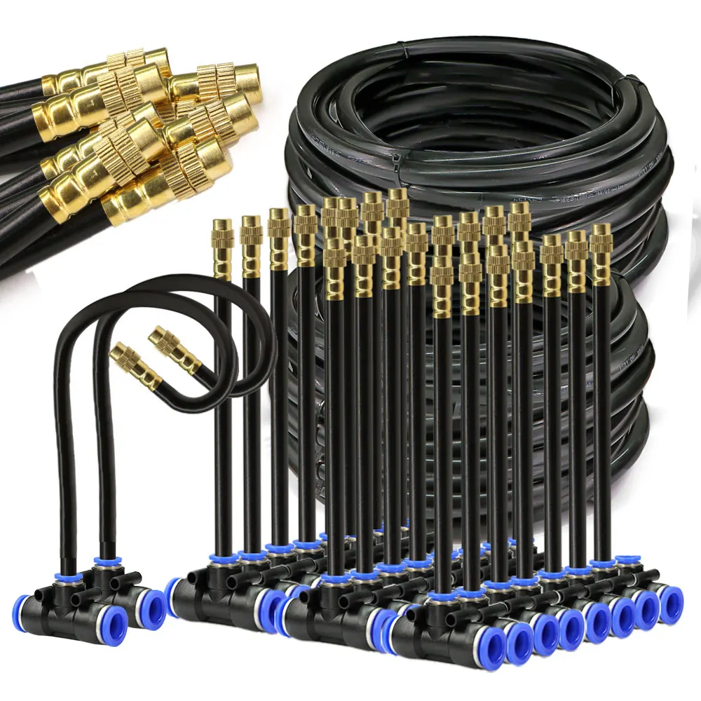 Manguera de PE negra de 8mm, sistema de riego por nebulización con boquilla Flexible de 20cm, Kit de pulverizador ajustable para jardín, bomba autocebante de 45/60/80/100W