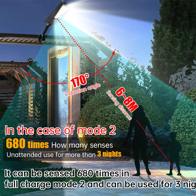 Luz Solar 138LED con control remoto, 3 modos de trabajo, farola Solar, superbrillante, para exteriores, jardín, impermeable, Sensor de movimiento, lámpara Solar
