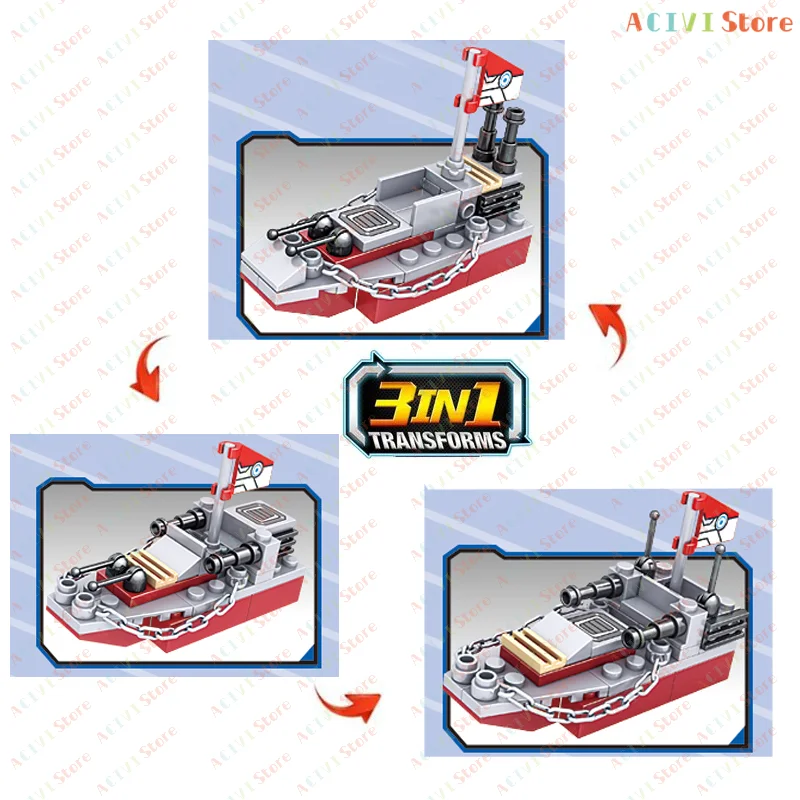 Navy War Chariot, barco del ejército, modelo de avión, buques de guerra, bloques de construcción compatibles con Lego, juego de construcción para niños, juguetes de ladrillos