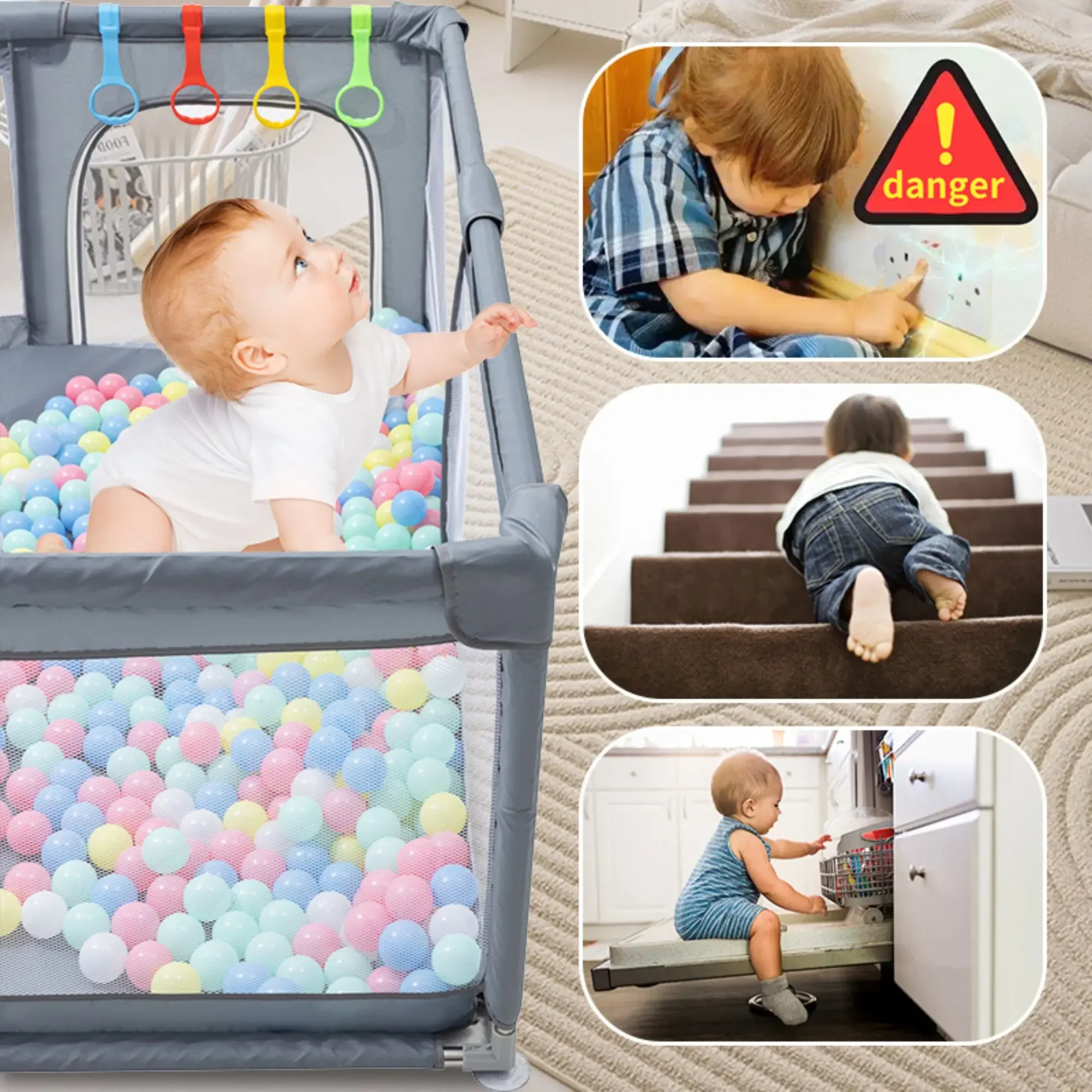 Corralito Premium XL para Bebés 2026, Centro de Actividades Todo en Uno para Niños Pequeños con Acolchado Suave y Piscina de Pelotas Integrada para Interiores y Exteriores, Edades 0-5