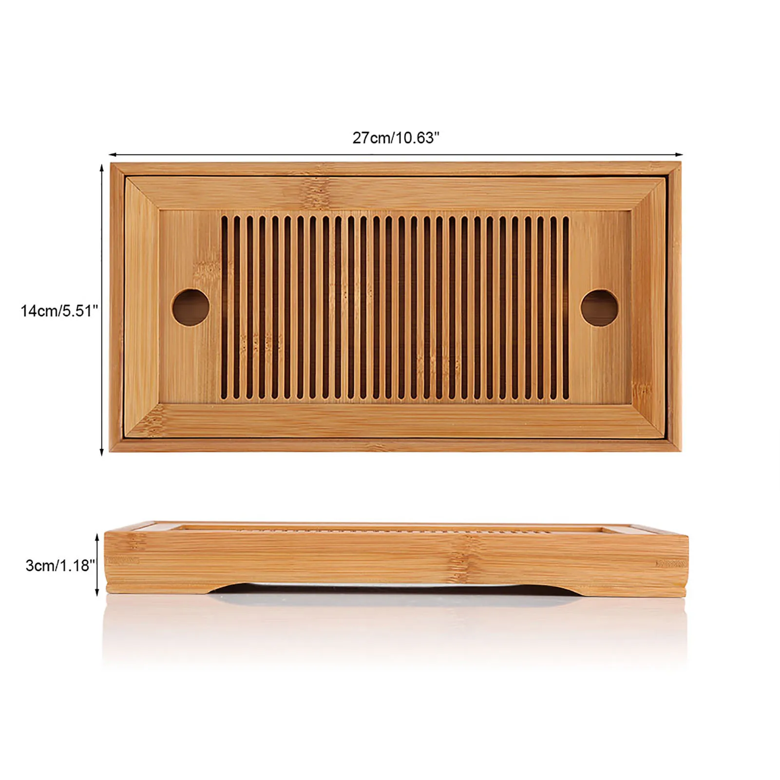 Bandeja de bambú para mesa de té, bandeja china de alta calidad de 25x14x3cm, tabla de té para el hogar, drenaje de agua, accesorios para mesa de servicio de té
