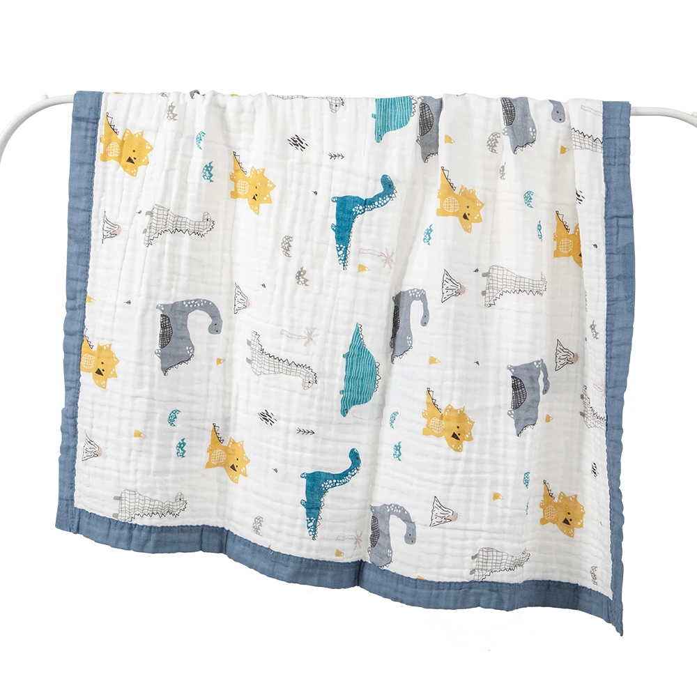 Mantas para bebé de 6 capas, 100% de gasa de algodón, envoltura infantil transpirable, mantas suaves y absorbentes para recién nacidos, Toalla de baño para bebé de dibujos animados