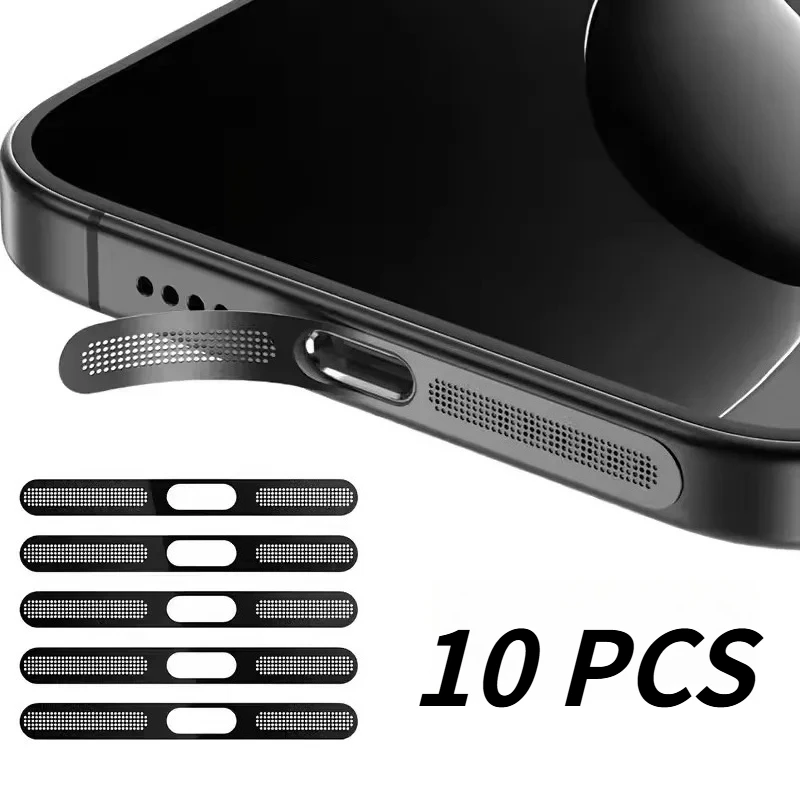 10 Piezas de Malla Metálica Antipolvo Adhesiva para iPhone 16 Pro 15 14 13 12 Series, Protector de Malla Antipolvo para el Orificio del Auricular Compatible