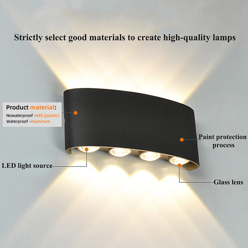 Apliques de pared LED, lámpara moderna para interiores y exteriores, luces blancas de montaje en pared arriba y abajo para decoración de sala de estar, pasillo y dormitorio
