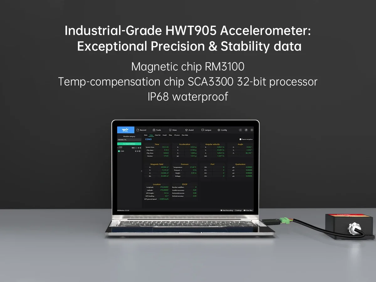 [Magnetómetro RM3100 Integrado] Acelerómetro+Medidor de Ángulo Witmotion HWT905 (XY0.05) ° Brújula Digital + Giroscopio + Inclinómetro + Compensación de Temperatura