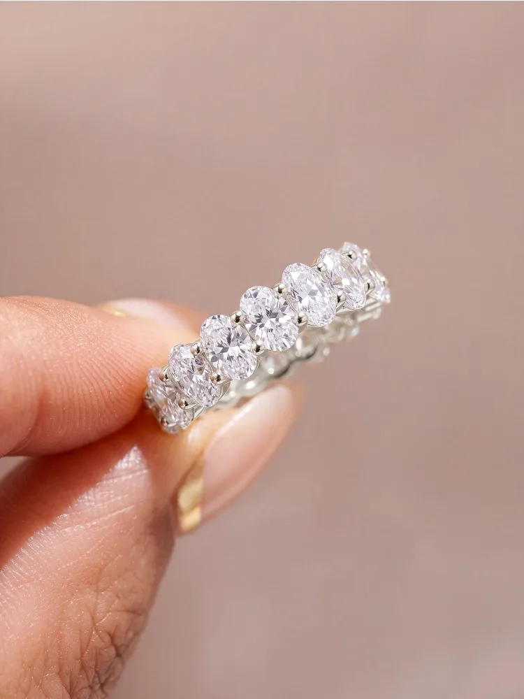 Anillo Ovalado de Plata de Ley 925 con Circonita, Clásico y Elegante, para Mujer, Compromiso, Boda, Joyería Fina de Lujo y Alta Calidad