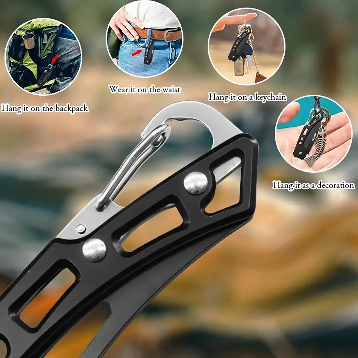 Juego de 6 Cuchillos Plegables Compactos de Acero Inoxidable, con Clip, Diseño de Hoja Dentada, Aptos para Mano Izquierda y Derecha, Ideales para Camping, Senderismo, Pesca y Actividades al Aire Libre