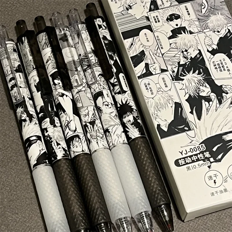 Bolígrafo de tinta de Gel de 0,5mm, papelería Jujutsu Kaisen, bolígrafo de Anime Satoru para escuela, suministros de oficina, bolígrafos de Gel para escribir, juguete para regalo, 6 uds.