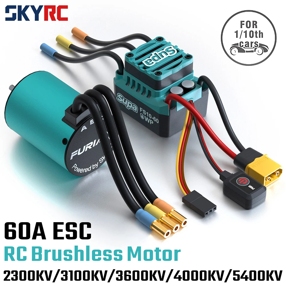 SKYRC Motor sin escobillas ESC Combo FuriaX Supa 3650 Motor 60A ESC 2-3S LiPo eje de 3.175mm para 1/10 Touring Buggy camión de recorrido corto