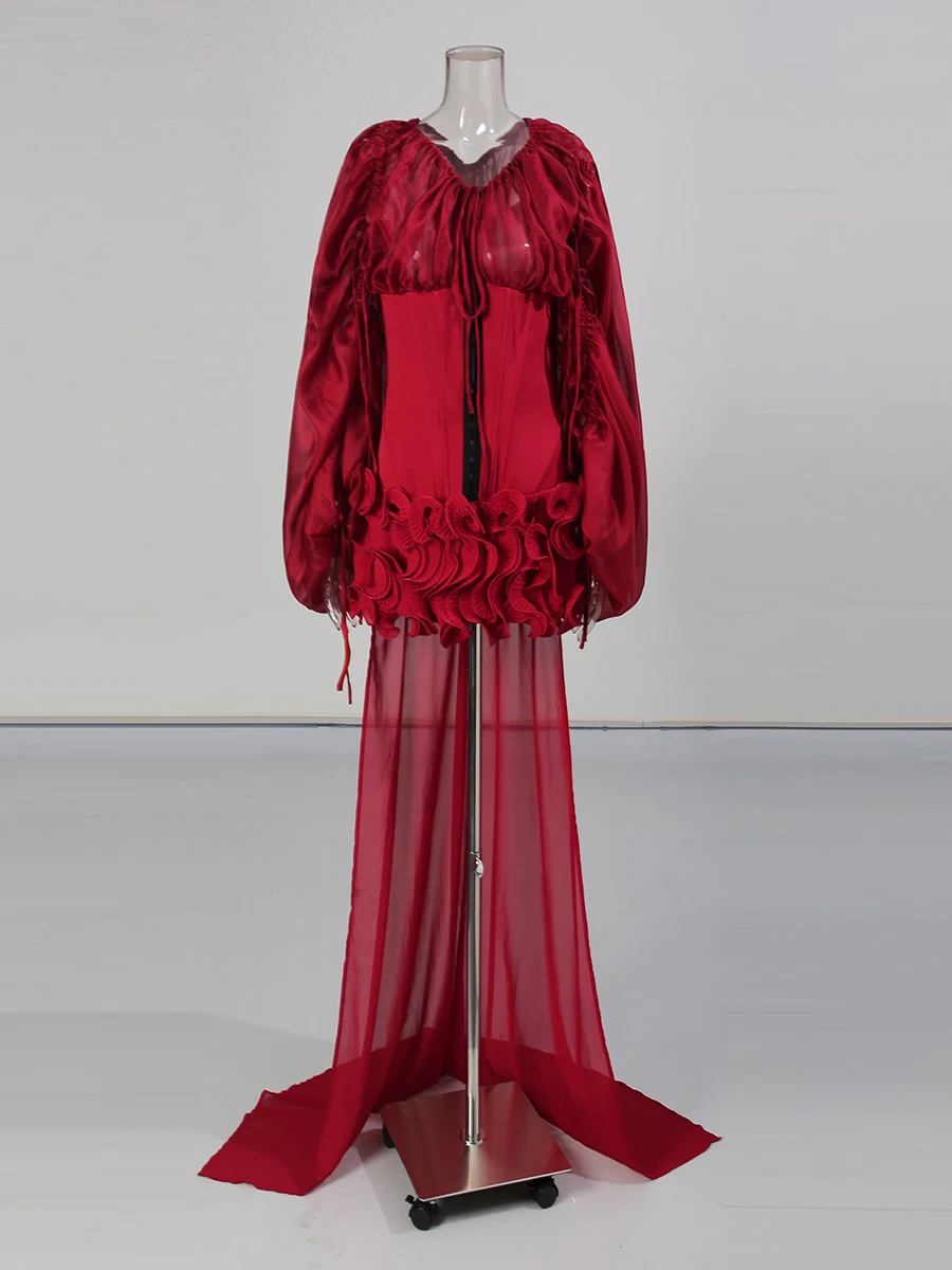 TWOTWINSTYLE, vestidos adelgazantes con apliques empalmados lisos para mujer, vestido sin tirantes sin mangas de cintura alta con temperamento, moda femenina