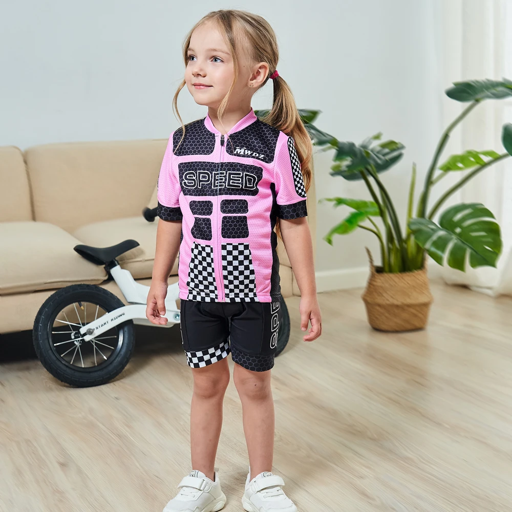 Conjunto de Jersey de ciclismo para niñas, ropa deportiva con estampado de dibujos animados, ropa deportiva de manga corta para ciclismo, verano 2022