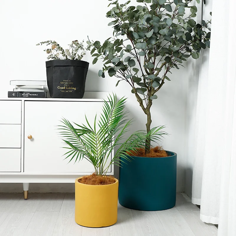 Maceta de cerámica de estilo nórdico para plantas, maceta cilíndrica con agujero, decoración de jardín