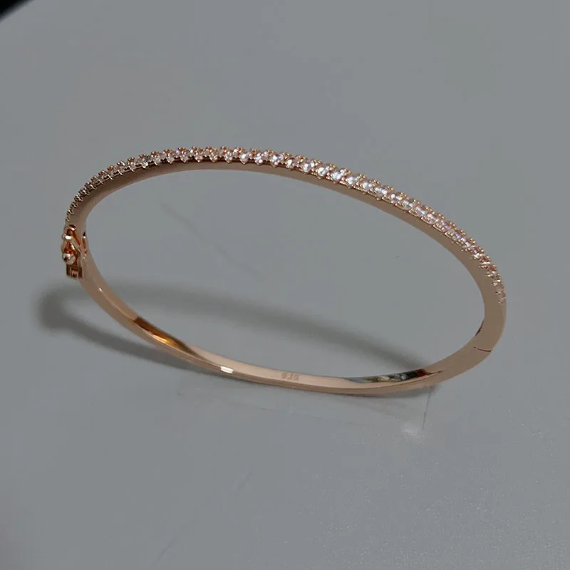 Brazalete encantador de moda de alta calidad, joyería de plata esterlina 925 pura para mujer, brazalete de diseño, regalo de fiesta con diamantes bonitos, joyería Size6