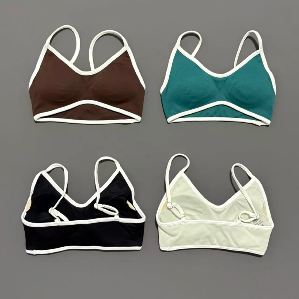 HISTELLO-Sujetador deportivo para mujer, ropa interior Sexy de punto, sujetador de línea de contraste, Top, ropa de Yoga sin costuras, ropa deportiva para correr, entrenamiento, sujetadores de gimnasio