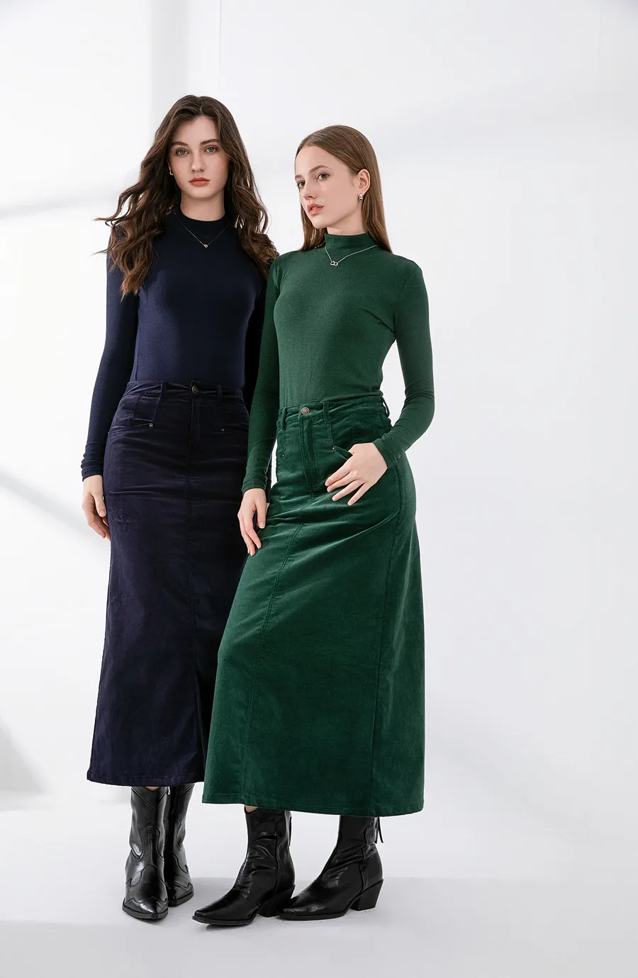 Falda retro de pana AS AW season con un poco de elasticidad + tops básicos de ajuste ceñido de súper alta elasticidad y suaves (envío en 1 día)