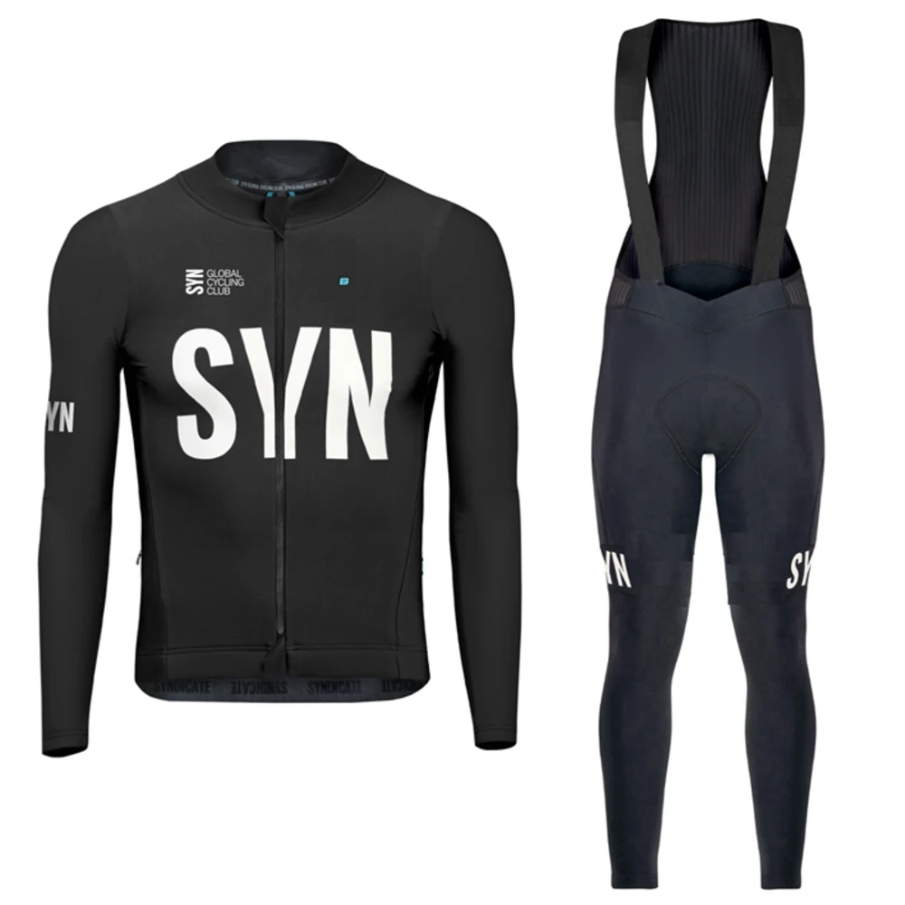 SYN Camiseta de ciclismo de manga larga de forro polar negro de invierno 5-10 ℃   Ciclismo al aire libre camiseta de ciclismo unisex de algodón cálido de alta calidad para hombres