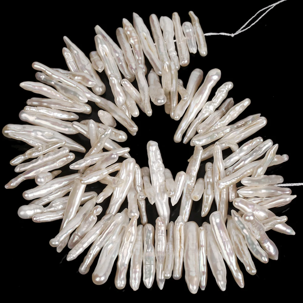 14-21mm 10 Uds perlas blancas de agua dulce forma de palillo cuentas espaciadoras sueltas para fabricación de joyería DIY pulsera collar