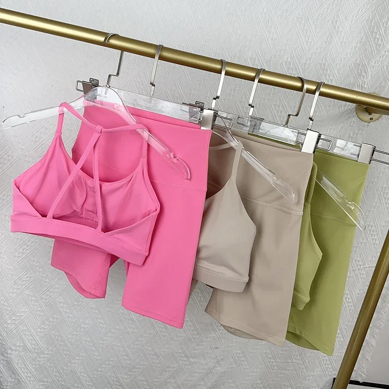 Conjunto de pantalones cortos de Yoga para mujer, chándal, chaleco de Yoga, pantalones cortos de cintura alta, ropa deportiva elástica cómoda de secado rápido para correr y entrenar, 2 piezas