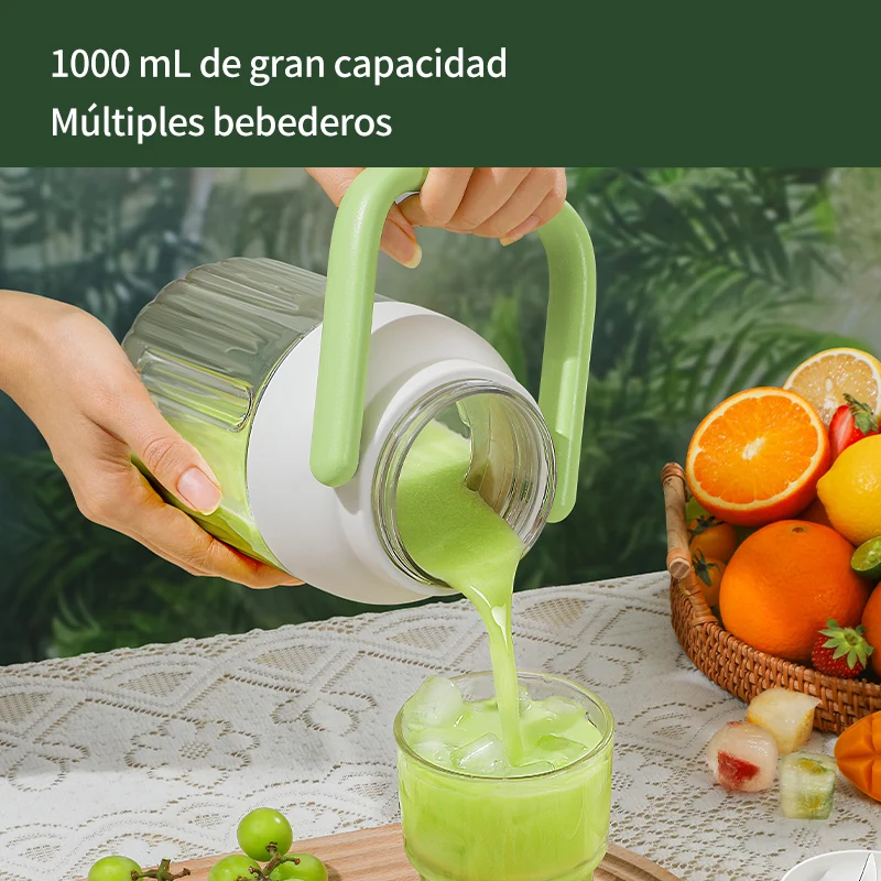 Exprimidor portátil, 33 oz. Recipiente, USB-C recargable, fácil de limpiar, adecuado para exprimir frutas y verduras,