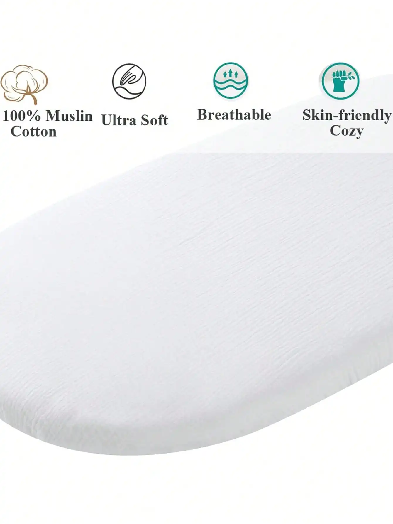 Paquete de 2 fundas para cambiador de muselina, sábanas ajustadas para Moisés para niñas y niños, funda para cambiador de pañales de bebé de algodón suave y transpirable