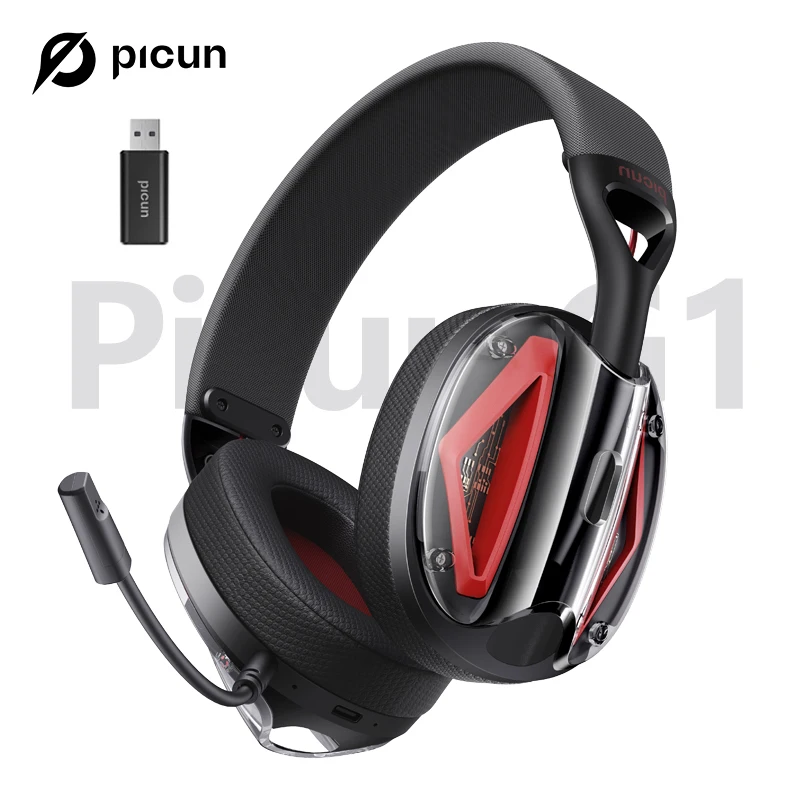 Picun G1 2,4 GHz auriculares inalámbricos para juegos sonido envolvente 3D Audio espacial ENC HD micrófono auriculares para jugadores ligero PS5 PC teléfono