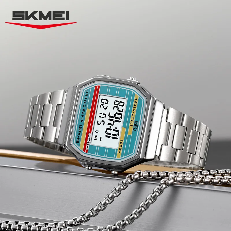 Reloj SKMEI 2514 Clásico Electrónico Digital Cuadrado con Cronómetro y Alarma, Estilo Retro, Reloj para Hombre, Relogio Masculino, Reloj Hombre, Homme