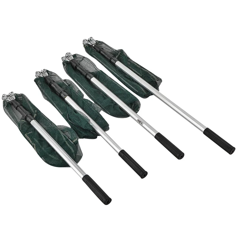 Red de Pesca con Mango Telescópico de Aleación de Aluminio, Plegable, con Malla Segura para Capturar y Soltar Peces