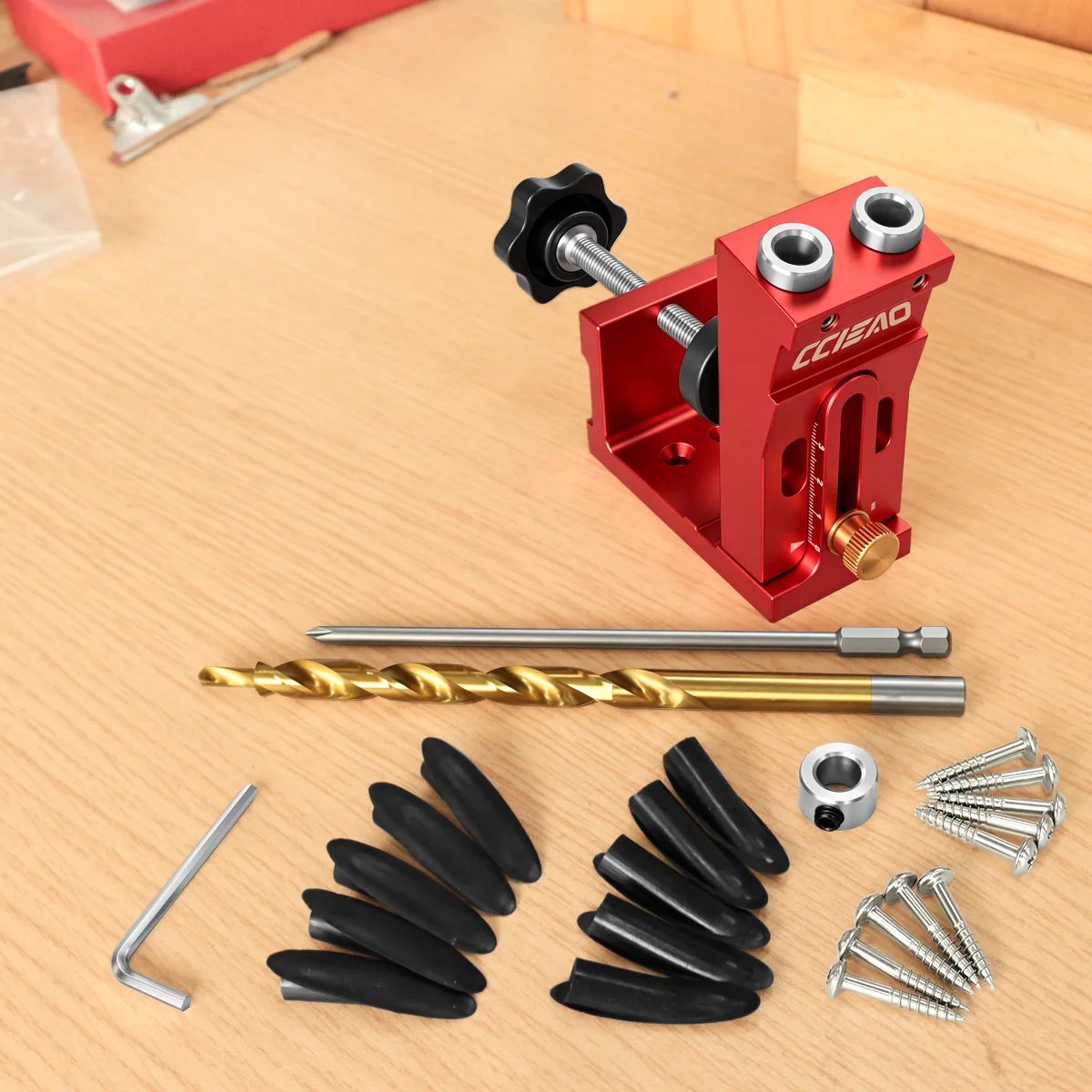 Kit de plantilla ajustable para agujeros ocultos, localizador de orificios oblicuos de aluminio para carpintería con broca de 9 mm para la fabricación de muebles y gabinetes