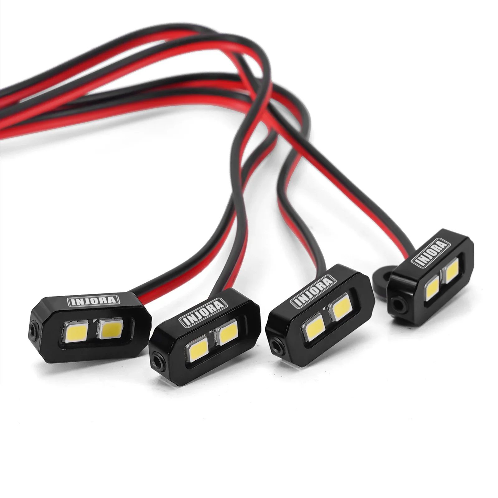 INJORA Kit de luces de roca de 4 LED para orugas RC 1/10 (blanco, amarillo)