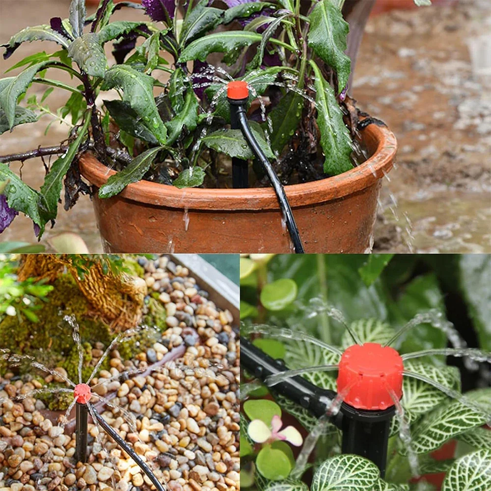 Kit de sistema de riego automático por goteo para jardín, aspersor de 1/4 ''y 13CM para maceta de bonsái, planta, flor, invernadero vegetal
