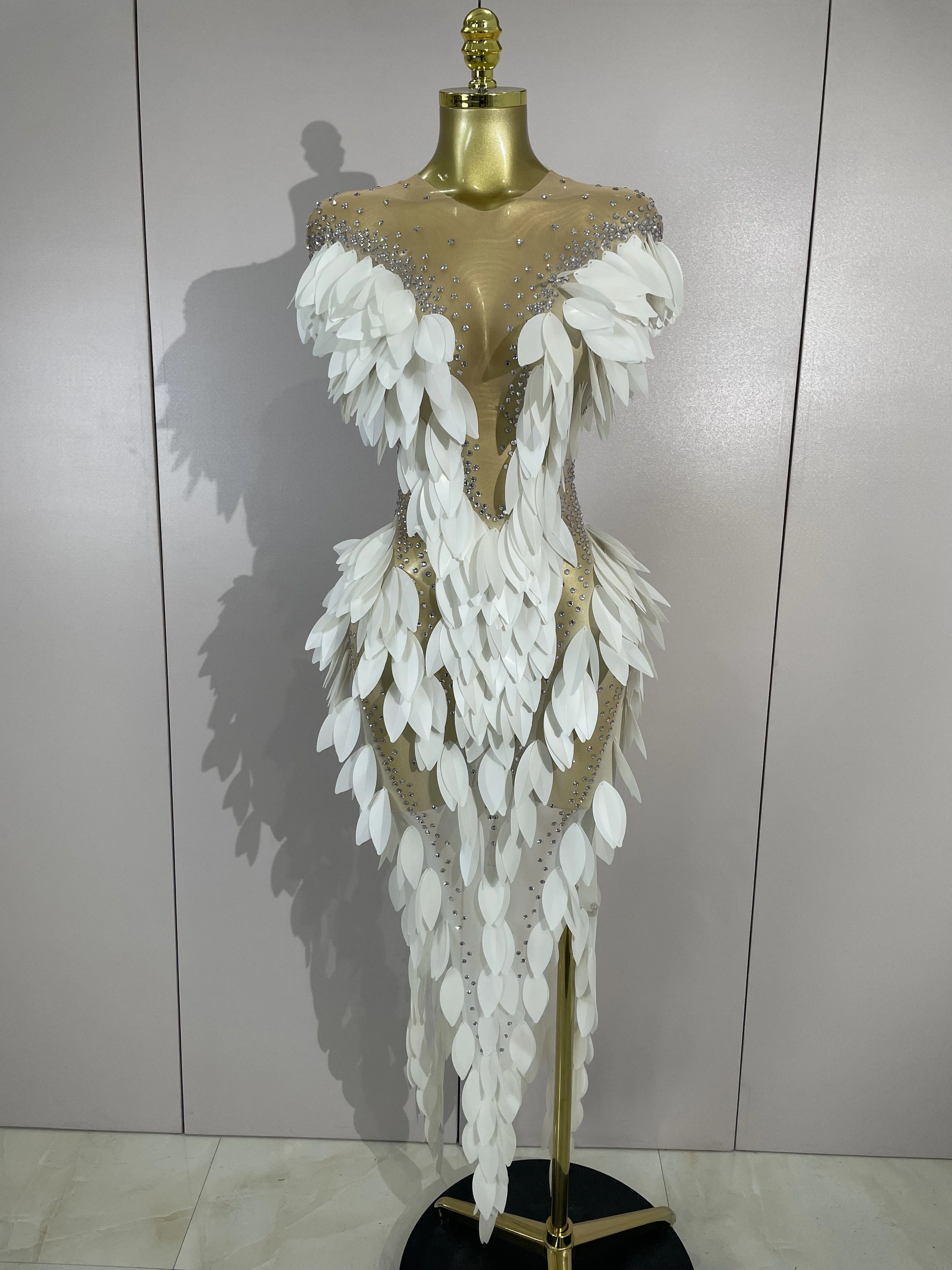 Vestido Largo de Malla Transparente con Lentejuelas y Perlas para Mujer, Vestido de Noche para Fiesta, Cumpleaños, Boda, Atuendo Sexy para Celebridades