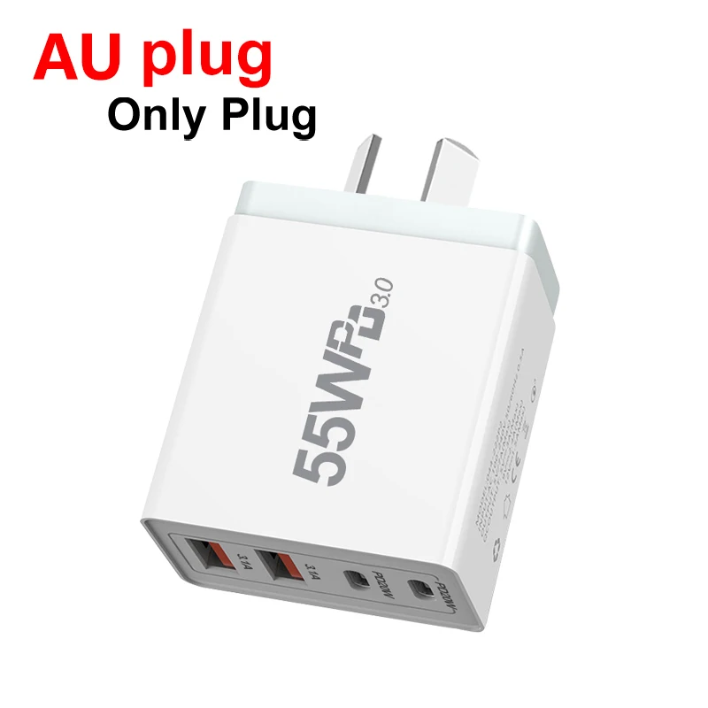 Cargador USB con enchufe UE/EE. UU./REINO UNIDO/AU, carga rápida 3,0 para adaptador de teléfono para iPhone 13 Pro Max, cargador de pared portátil, cargador rápido tipo c