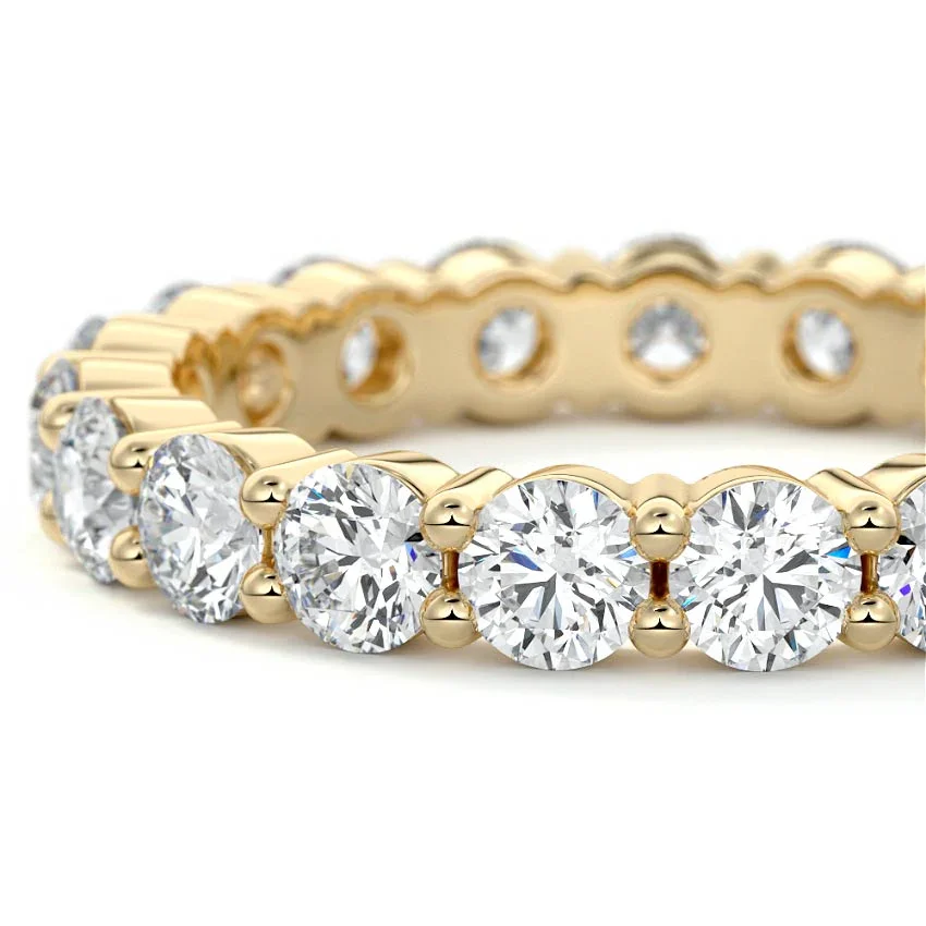 Anillo OXTAO de moissanita completa de 4 mm D VVS1 para mujer, anillos de eternidad brillantes para boda, regalos de joyería de aniversario, relleno de oro de 14 quilates