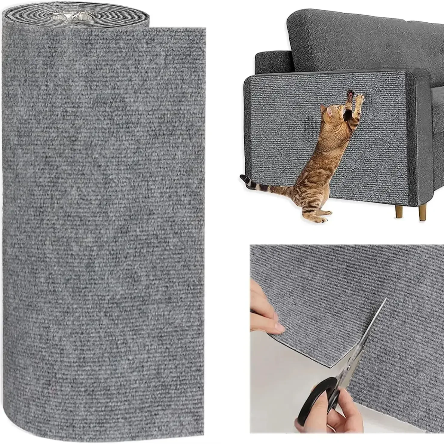 Alfombra rascadora para gatos, alfombra recortable para gatos, alfombra para rascar gatos, pared de esquina, autoadhesiva, Protector de muebles para arañazos DIY