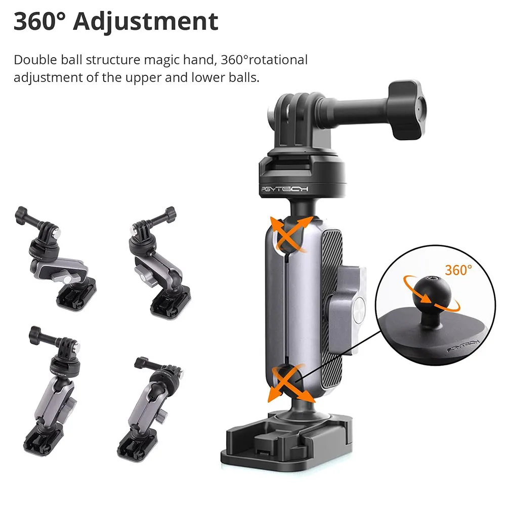 PGYTECH-Soporte adhesivo para Cámara de Acción CapLock, soporte de barbilla para casco de bicicleta de Motor para DJI POCKET 3 Osmo Action 4/3 Gopro12/11/10/9